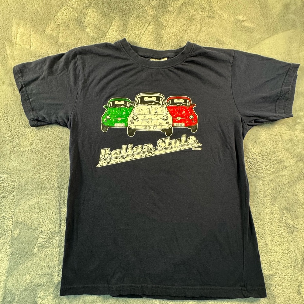 Italian Style Graphic T-Shirt Fiat 500 Cars Black